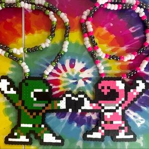 Couple Power Rangers Perler Necklaces